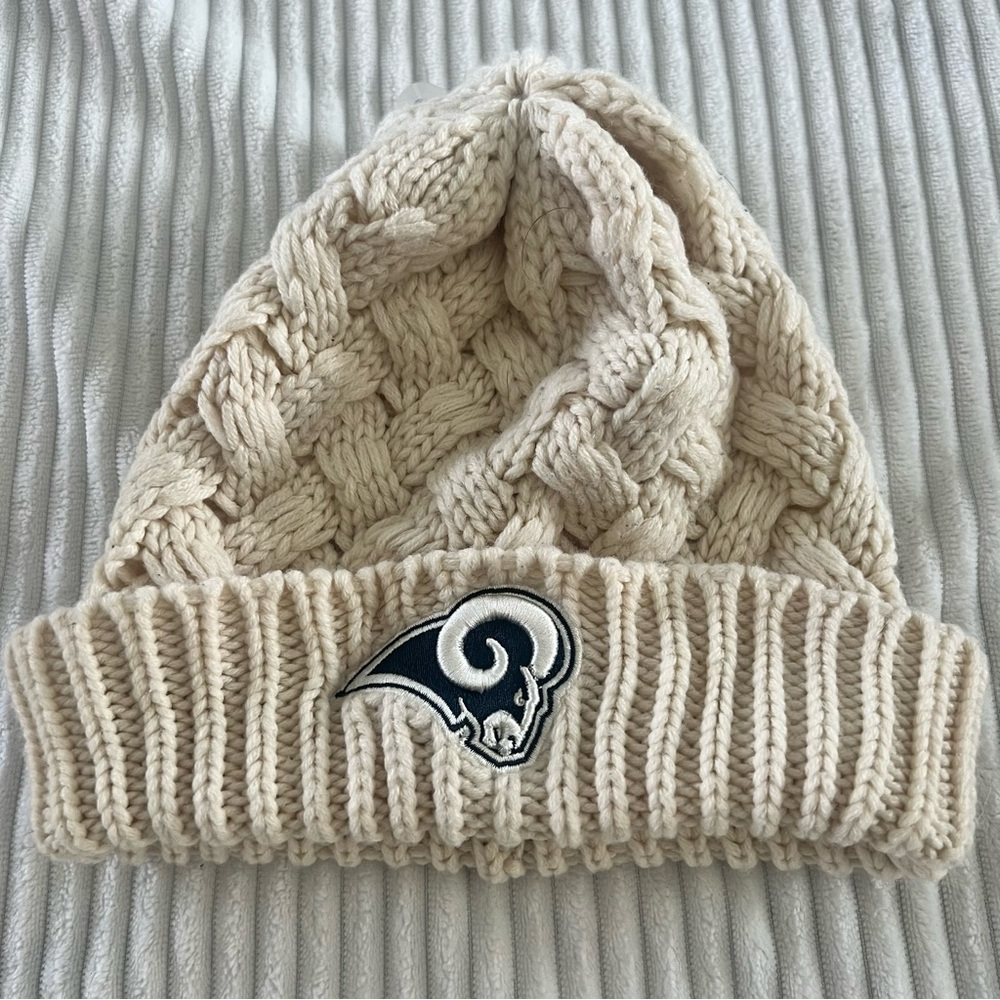 NFL Cream Knit Beanie with Logo